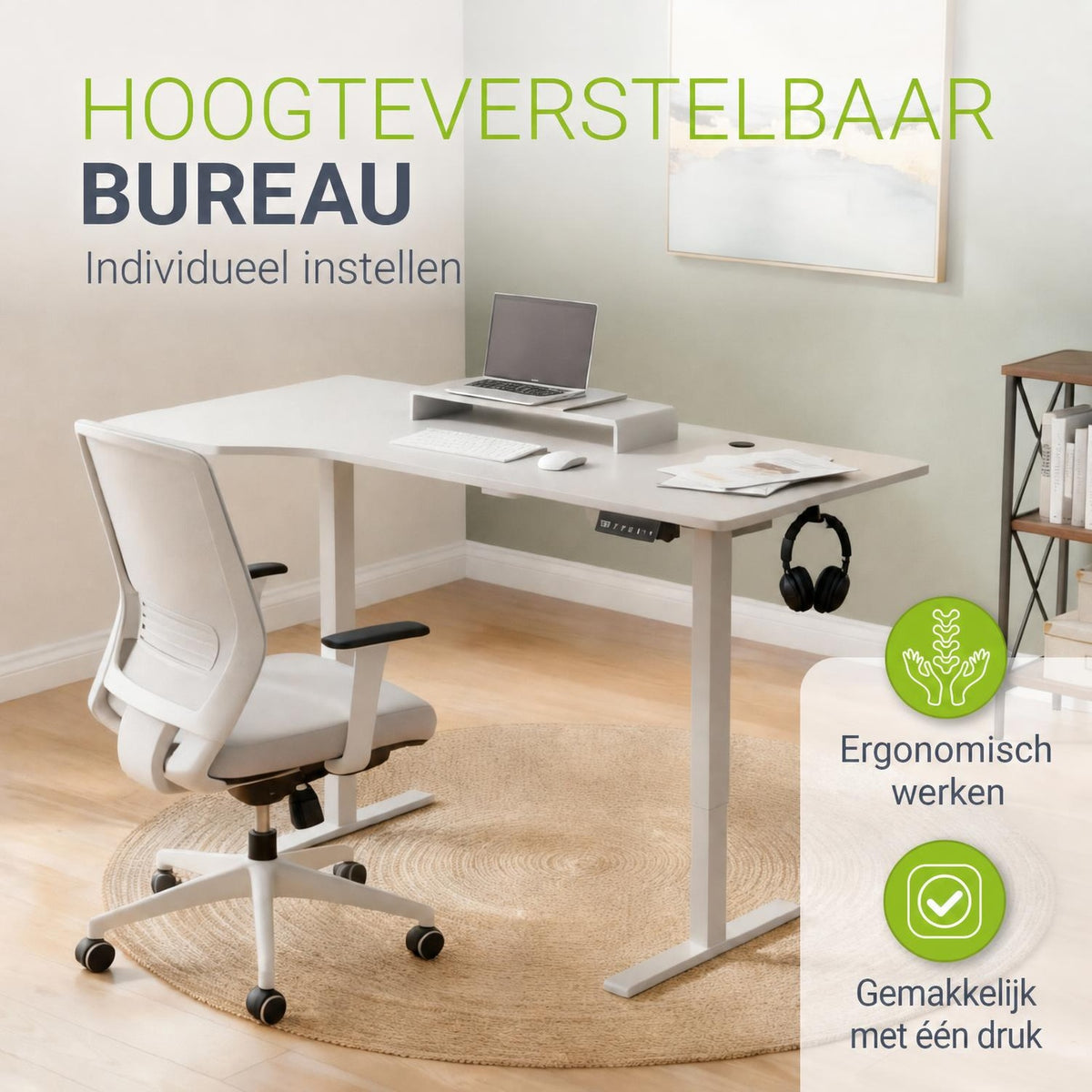 Bureau Office Stand 120x60 cm – elektrisch in hoogte verstelbaar