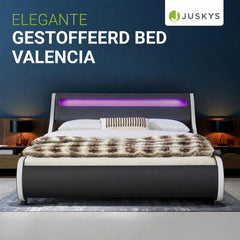 Gestoffeerd bed Valencia 140x200 cm – kunstleer met LED