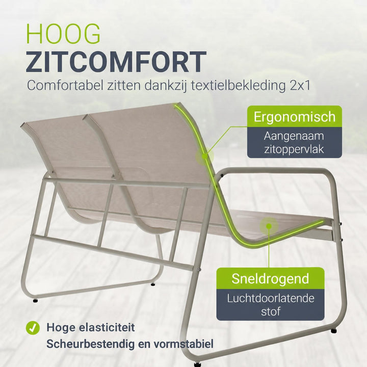 Loungeset Genua – 4-delig met 2-zitsbank, stoelen en tafel