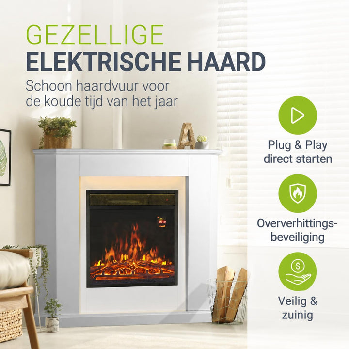 Elektrische haard met verwarming – vlameffect in meerdere standen