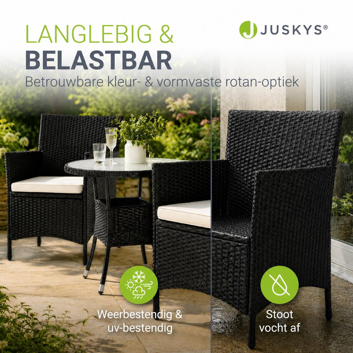 Wicker tuinset Bayamo – balkonset met tafel en 2 stoelen
