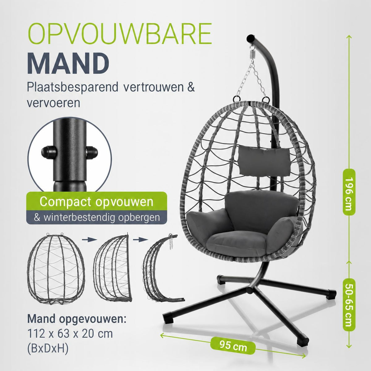 Hangstoel Aria met standaard – inclusief kussen, tot 130 kg