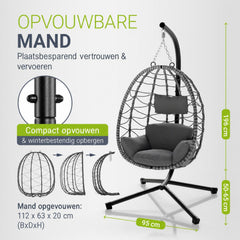 Hangstoel Aria met standaard – inclusief kussen, tot 130 kg