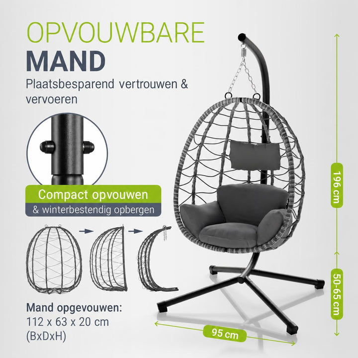 Hangstoel Aria met standaard – inclusief kussen, tot 130 kg