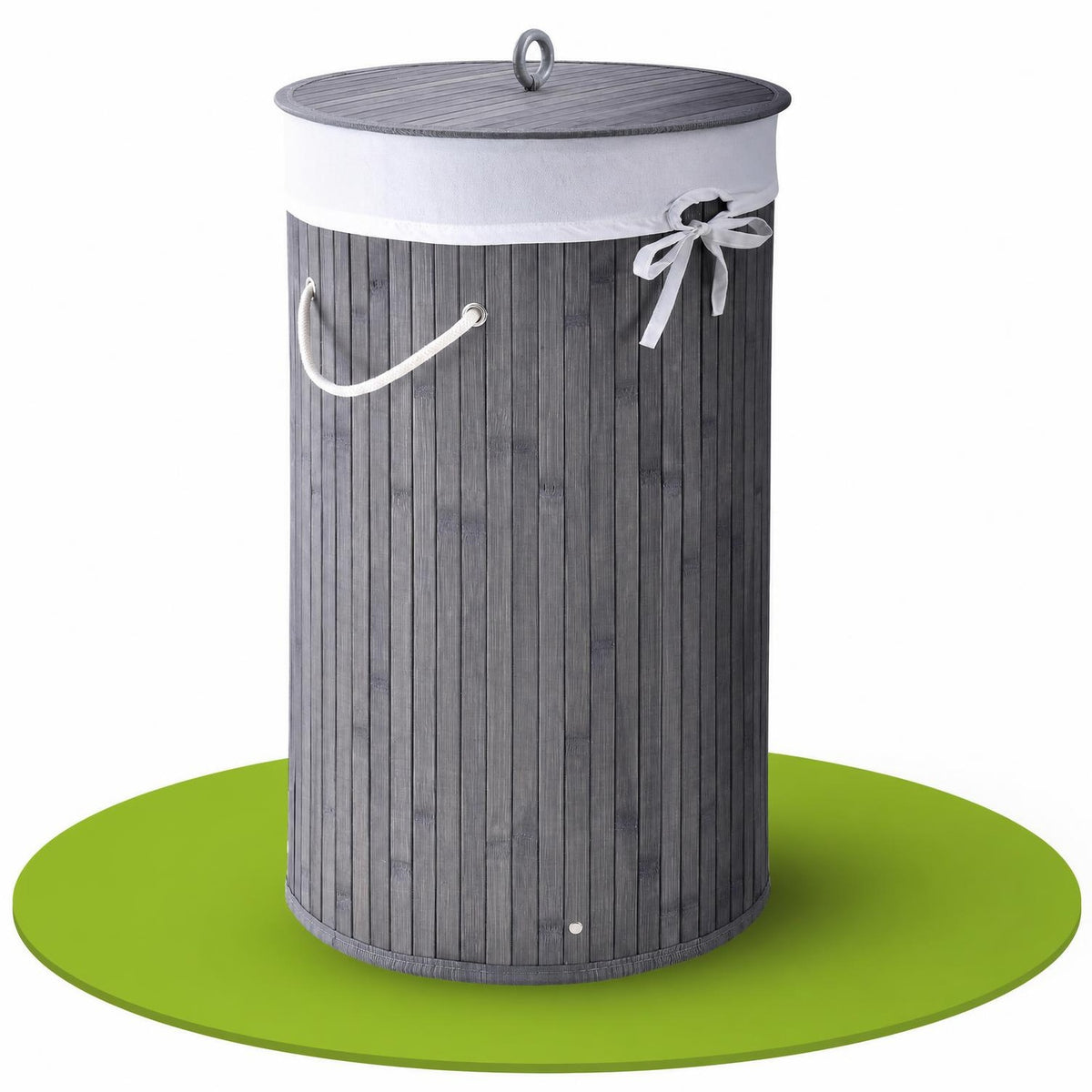 Bamboe wasmand Curly-Round – rond, 55 liter, met deksel