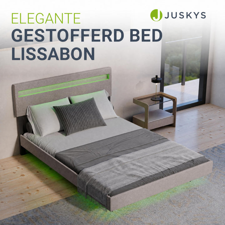 Zwevend bed Lissabon 140x200 cm – kunstleerlook met LED