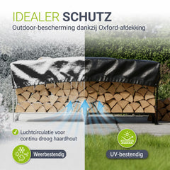Haardhoutrek voor buiten – 130x117 cm, met afdekhoes