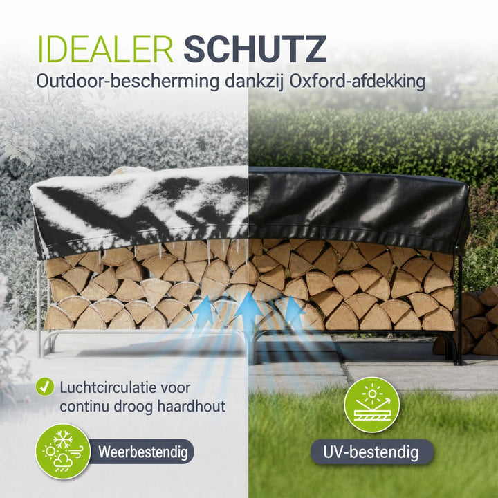 Haardhoutrek voor buiten – 130x117 cm, met afdekhoes