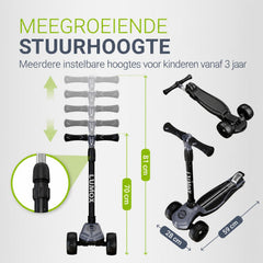 Kinderstep Lumox – LED-wielen, verstelbaar stuur, inklapbaar