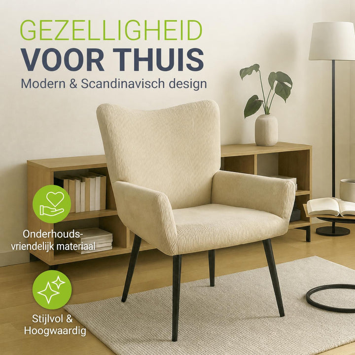Oorfauteuil Odense – met of zonder voetenbank, tot 120 kg