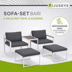Wicker loungeset Bari – 5-delig voor 2 personen, grijs