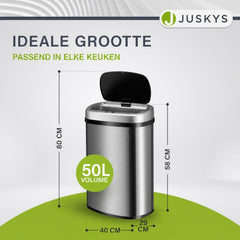 Sensor prullenbak 50 liter – rechthoekig, automatisch deksel