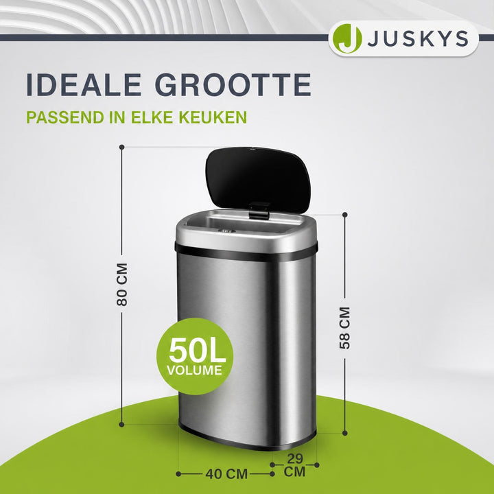 Sensor prullenbak 50 liter – rechthoekig, automatisch deksel