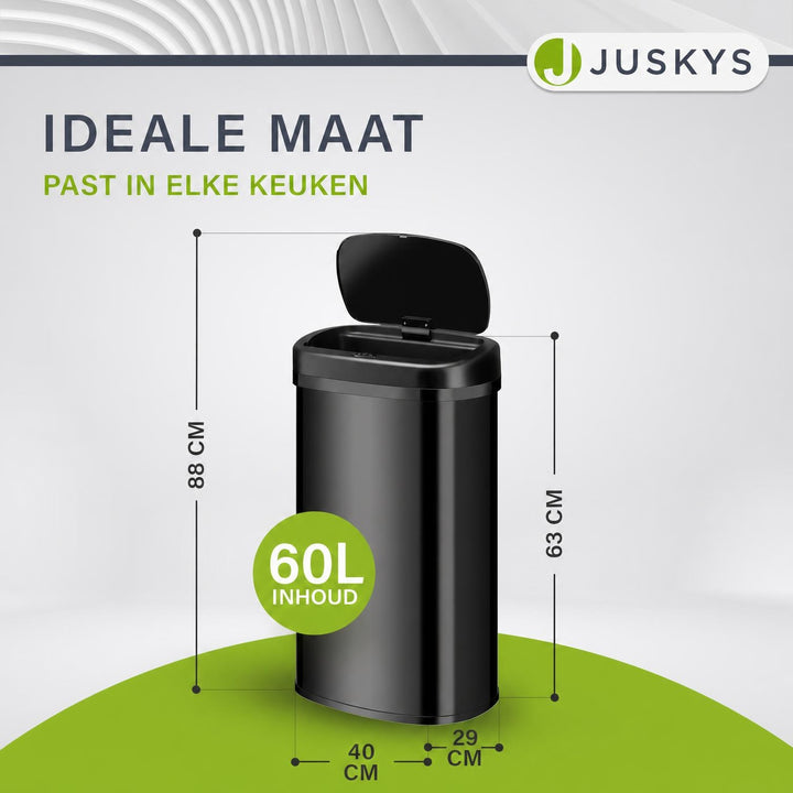 Sensor prullenbak 50 liter – rechthoekig, automatisch deksel
