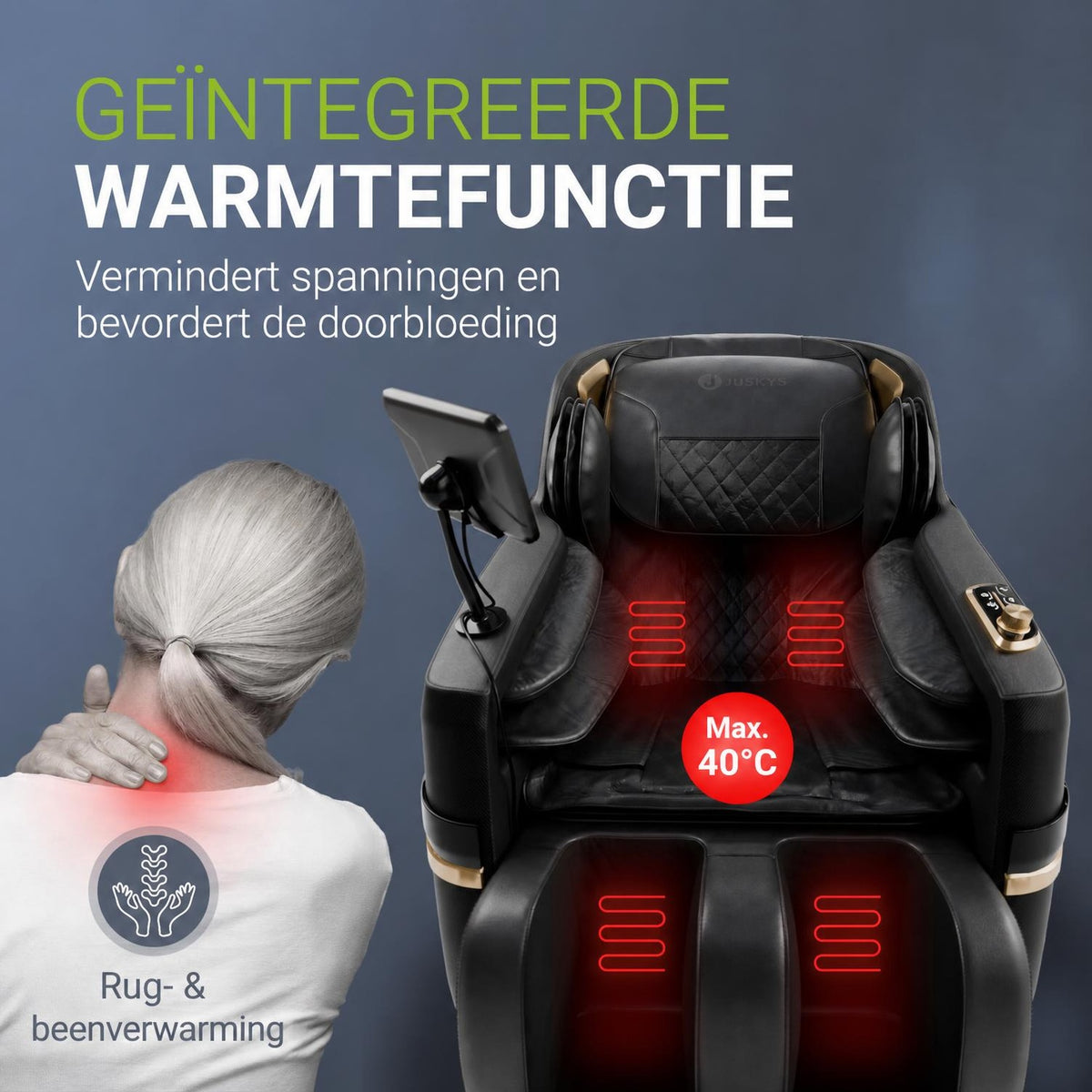 Massagestoel Naxos – 5 programma's, warmte en bluetooth