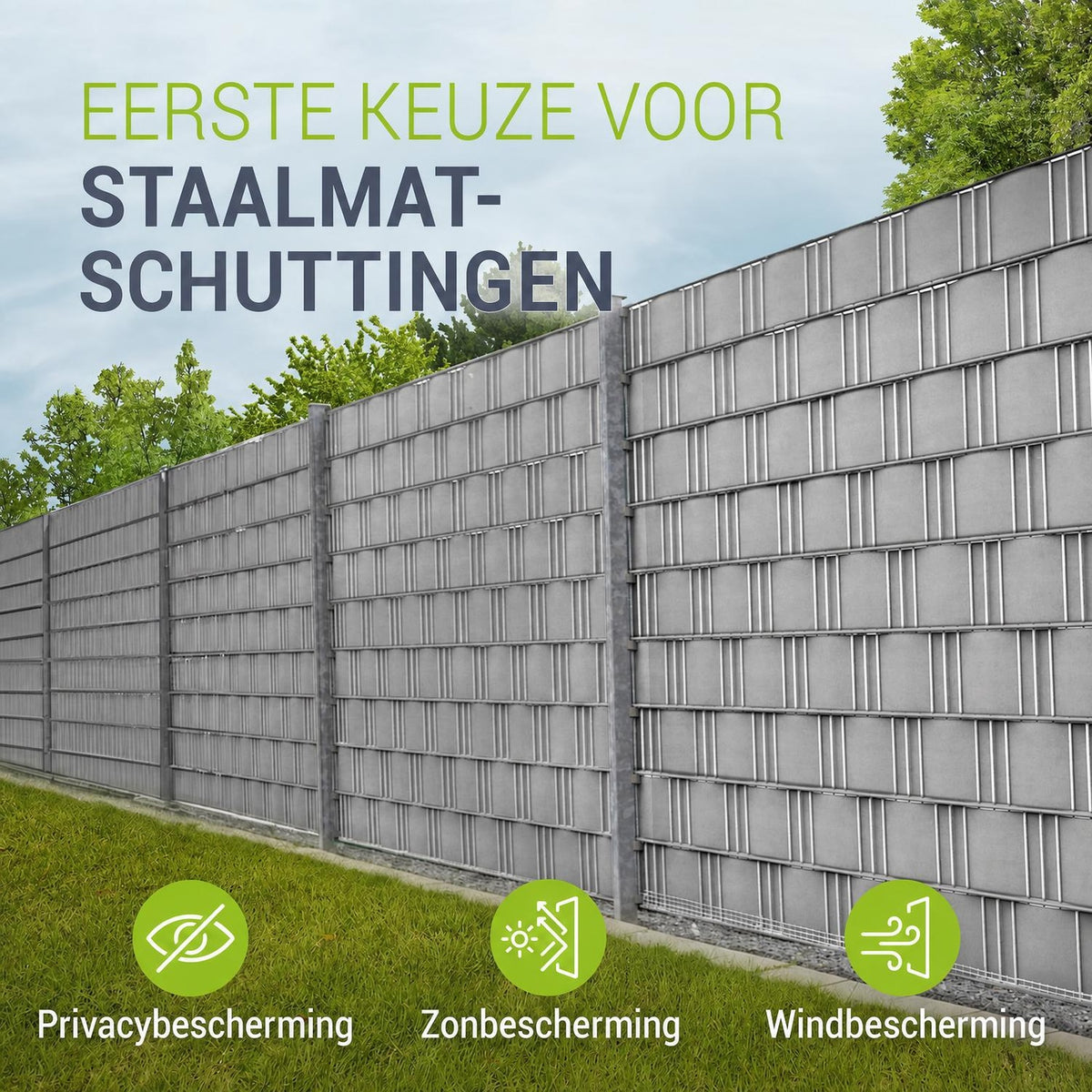 Privacystroken van PVC – antraciet, incl. 30 clips