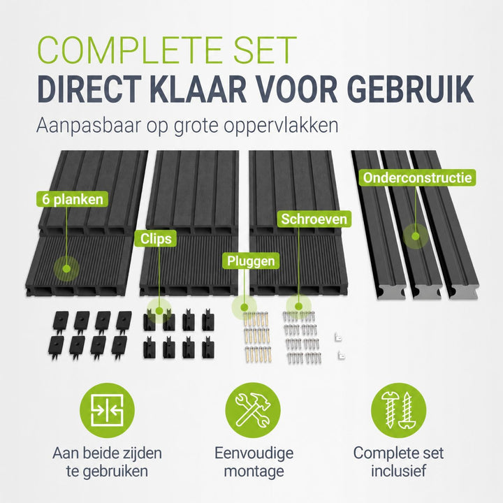 Composiet vlonderplanken grijs – complete set, 2 tot 30 m²