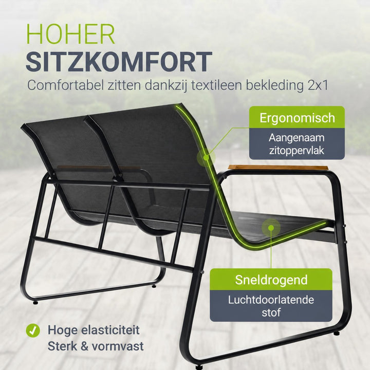 Loungeset Genua – 4-delig met 2-zitsbank, stoelen en tafel