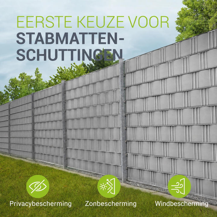 Privacystroken van PVC – antraciet, incl. 30 clips