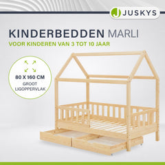 Kinderbed Marli 80x160 cm met bedlade – huisbed, wit