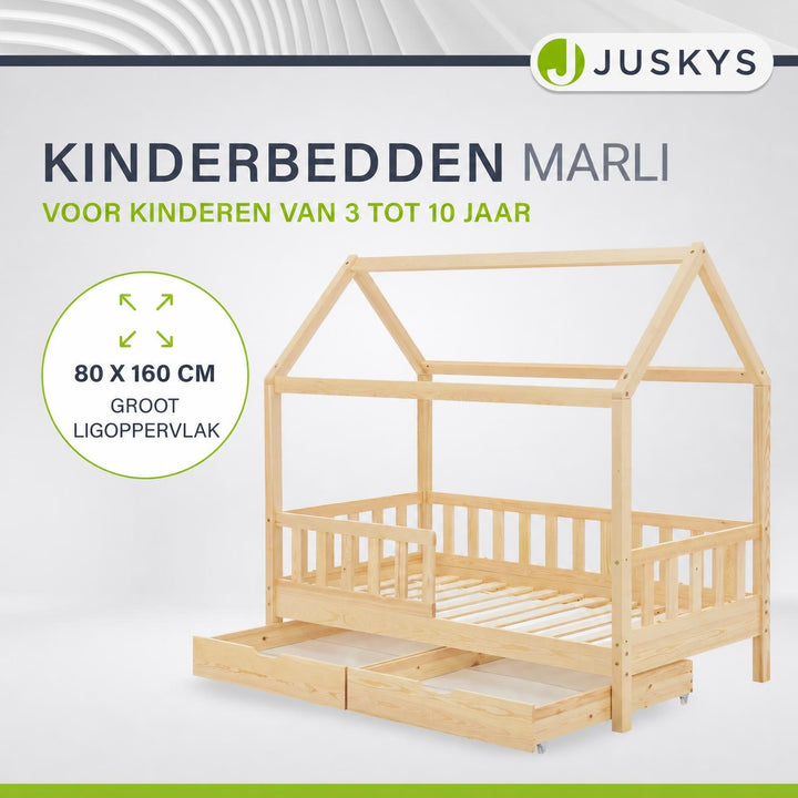 Kinderbed Marli 80x160 cm met bedlade – huisbed, wit