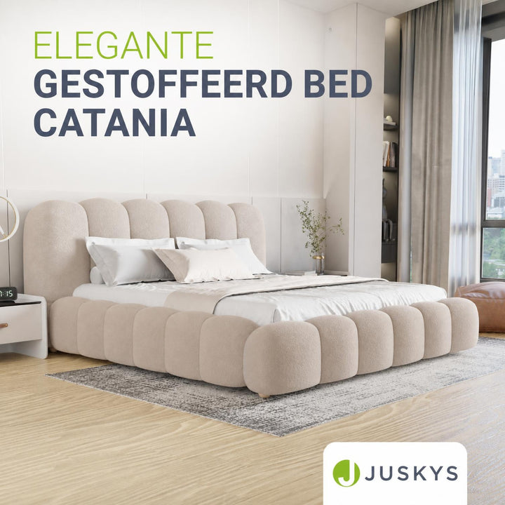 Gestoffeerd bed Catania 180x200 cm – bouclé met lattenbodem