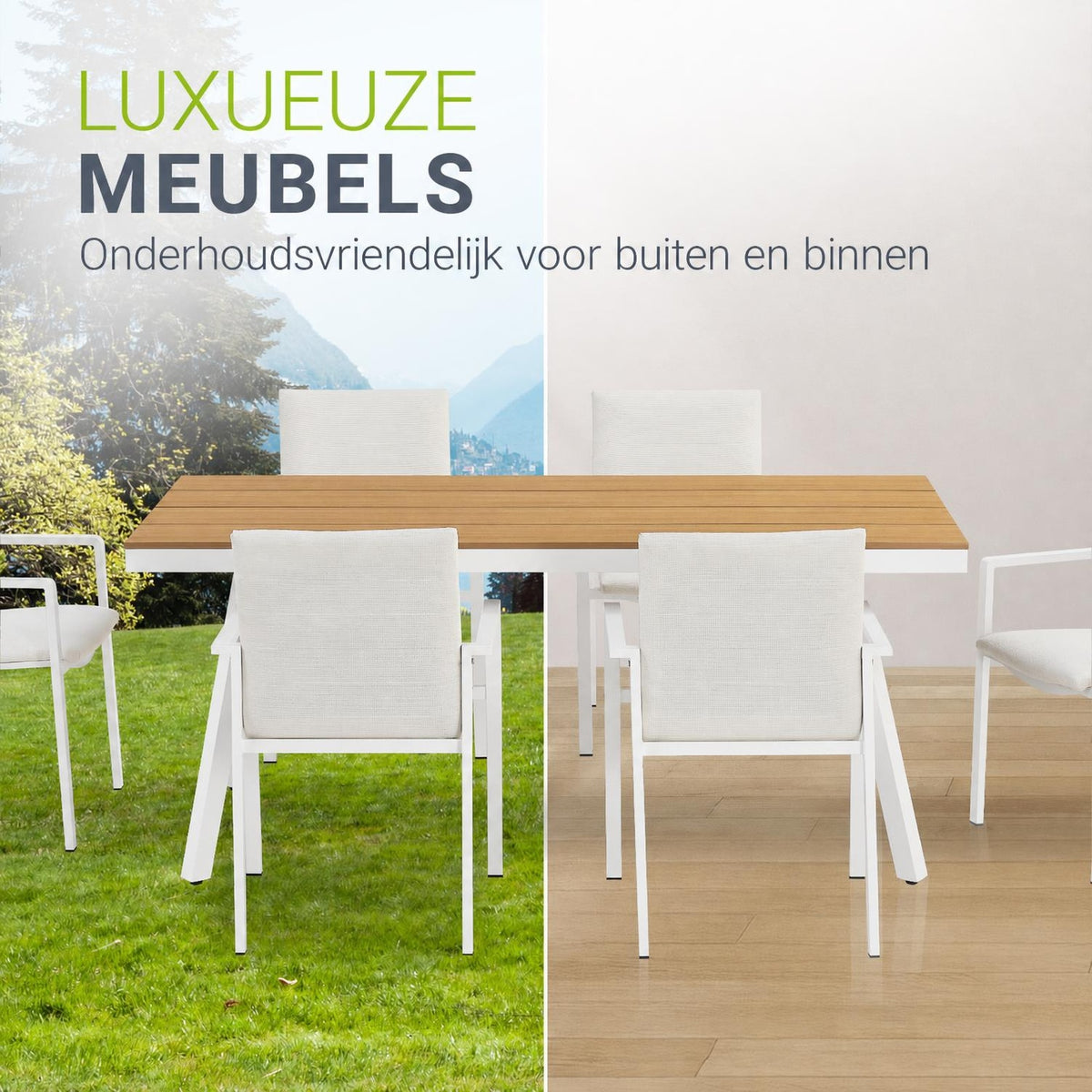 Tuinset Maui – 6 personen, aluminium met tafel en 6 stoelen