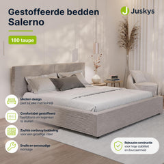 Gestoffeerd bed Salerno 180x200 cm – ribstof, beige