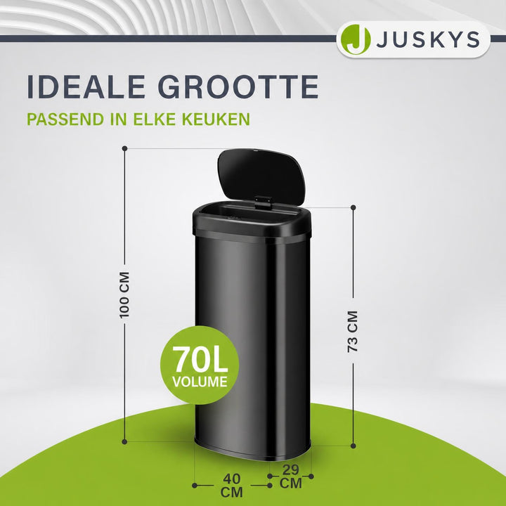 Sensor prullenbak 50 liter – rechthoekig, automatisch deksel