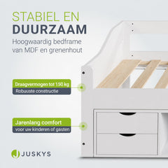 Opbergbed Nalu – 90x200 cm, 5 lades en lattenbodem