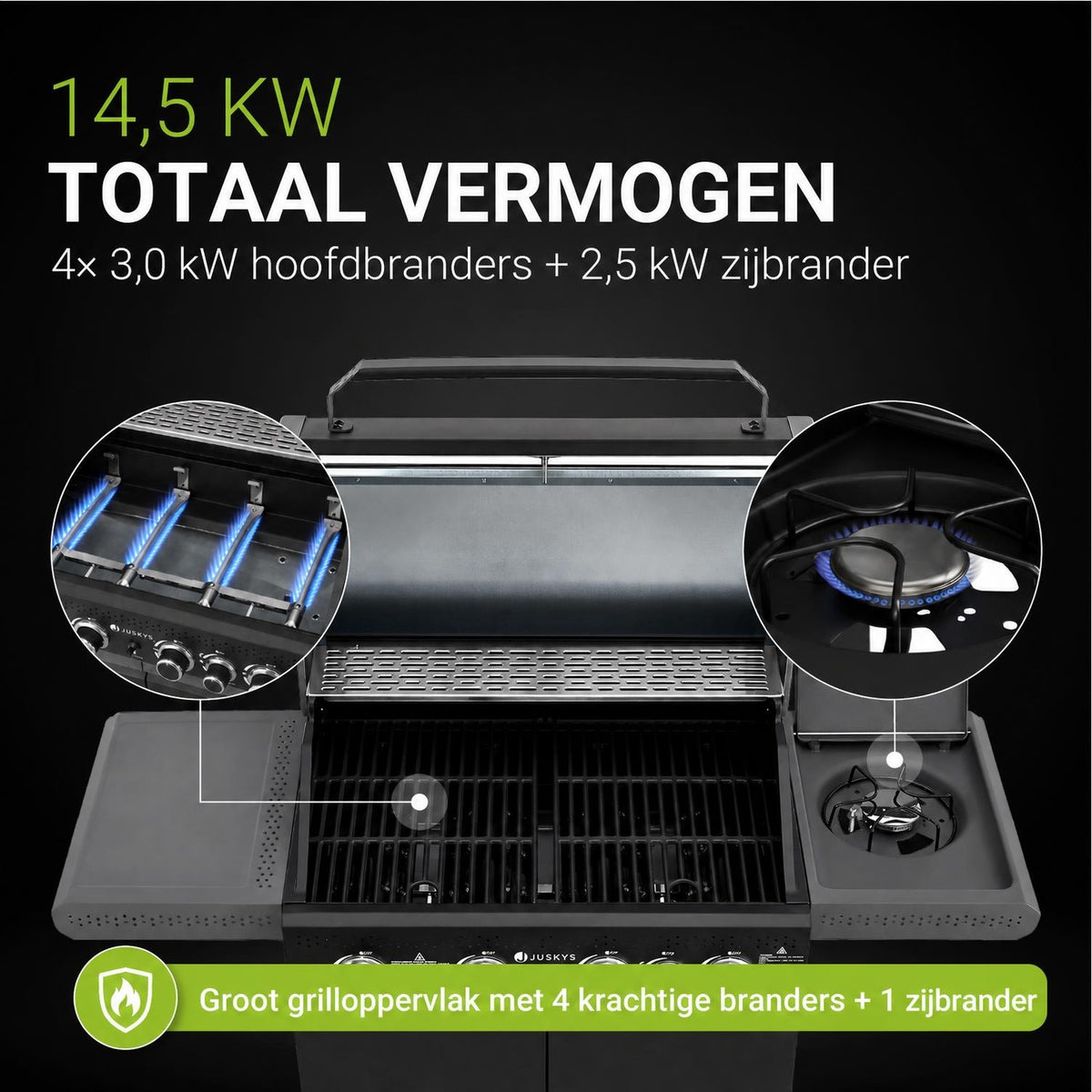 Gasbarbecue Savannah – 4 branders, zijbrander en zijtafels