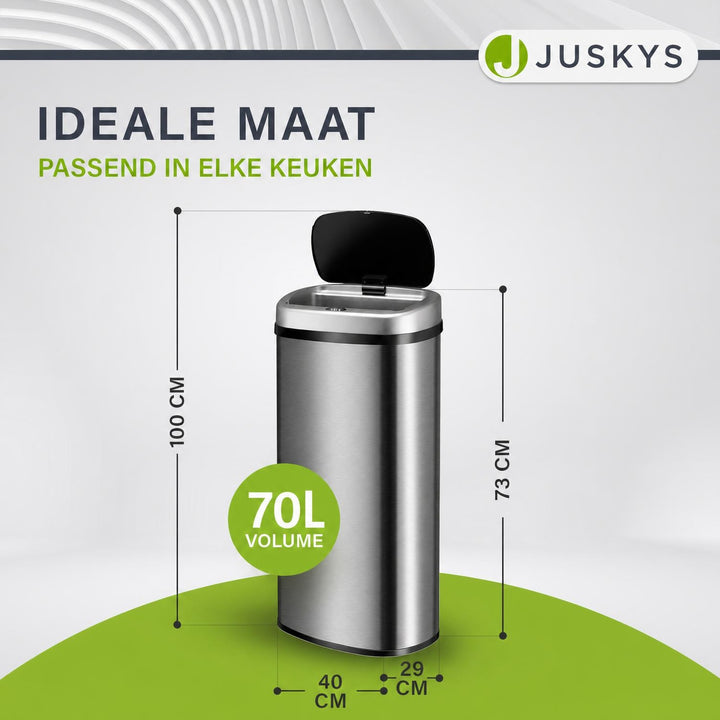 Sensor prullenbak 50 liter – rechthoekig, automatisch deksel