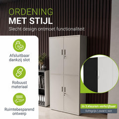 Metalen archiefkast – afsluitbaar, 3 verstelbare legplanken