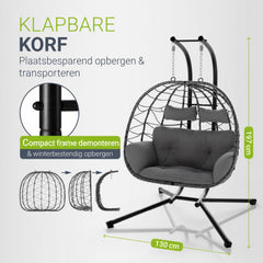 Dubbele hangstoel Aria van wicker – incl. standaard, 2 personen
