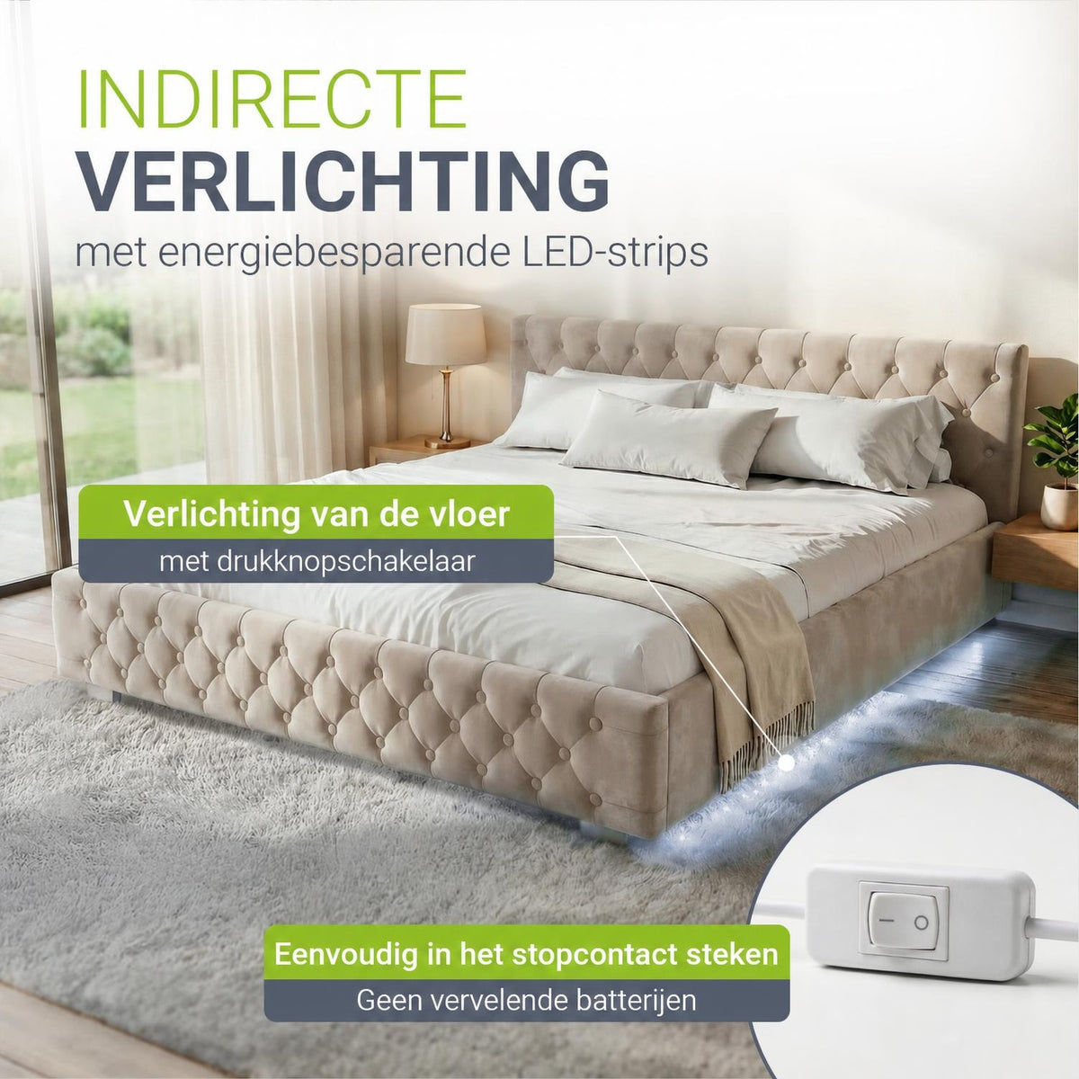 Gestoffeerd bed Nizza