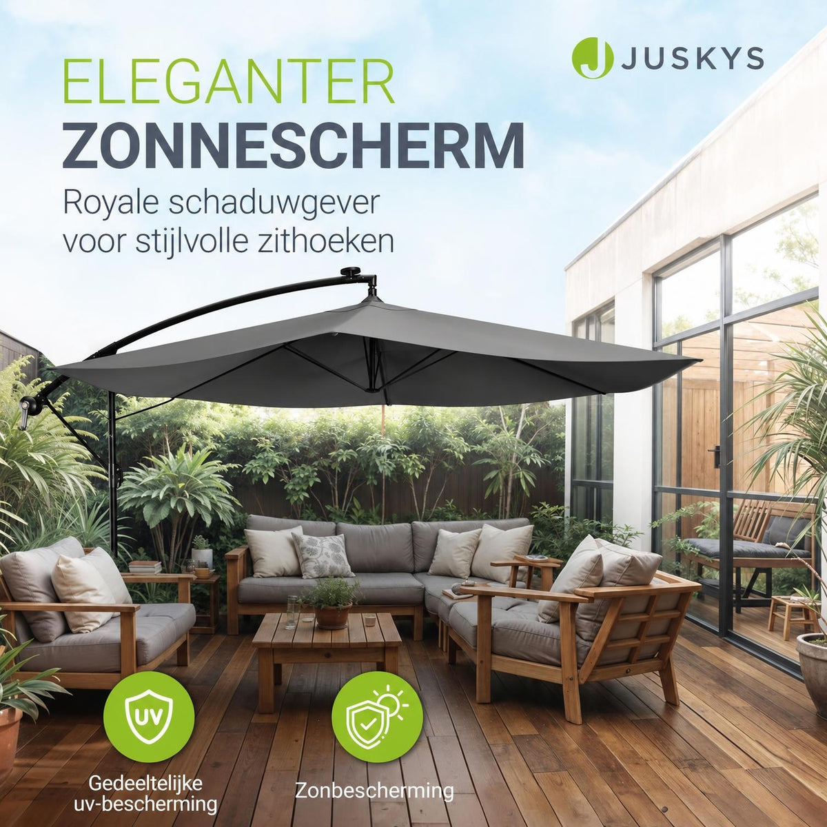 Zweefparasol Brazil – 300 cm, met slinger, voet en hoes
