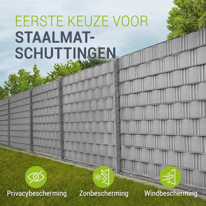Privacystroken van PVC – antraciet, incl. 30 clips