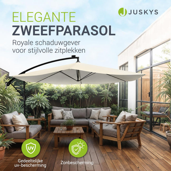 Zweefparasol Brazil 350 cm – met ledverlichting en voet