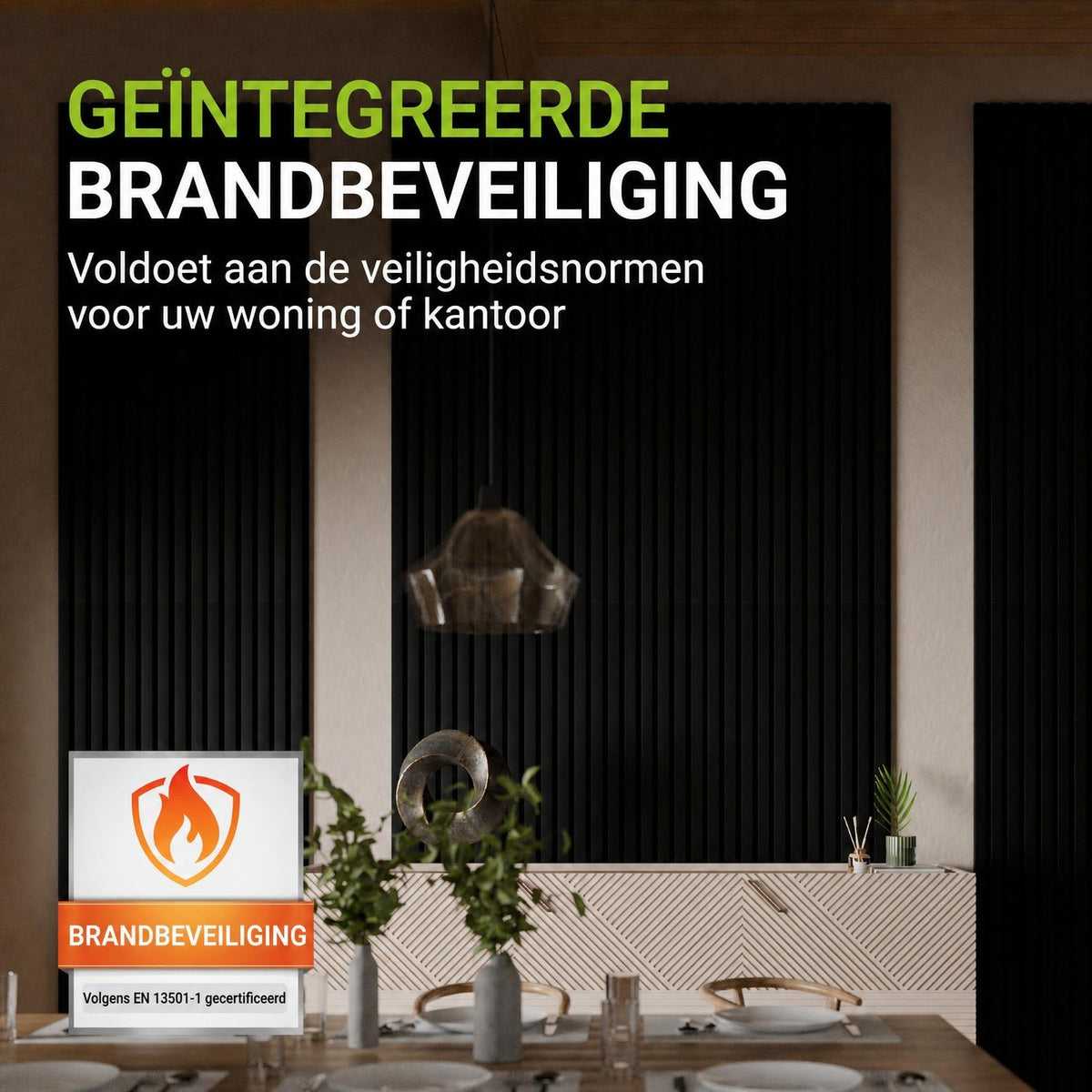 Akoestische wandpanelen houtlook set van 4