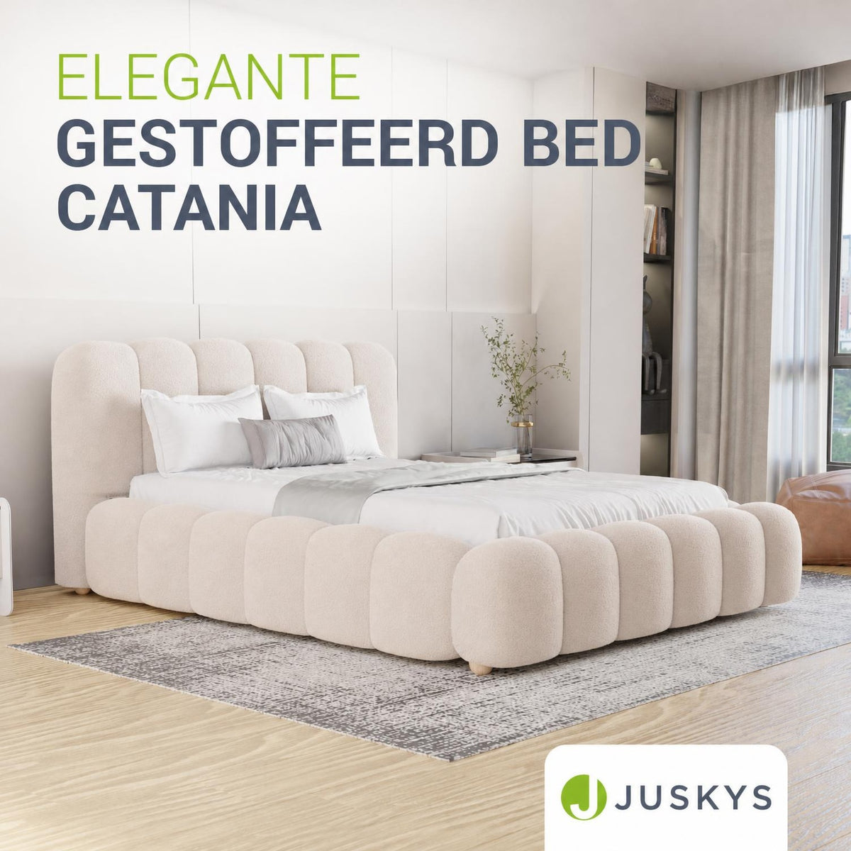 Gestoffeerd bed Catania 180x200 cm – bouclé met lattenbodem