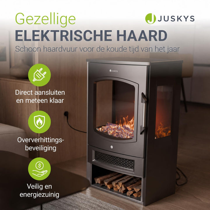 Elektrische haardkachel 1800 W – vlameffect, app-bediening