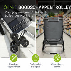 Boodschappentrolley met trapwielen – 56 liter, tot 30 kg