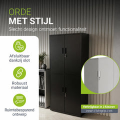Metalen archiefkast – afsluitbaar, 3 verstelbare legplanken