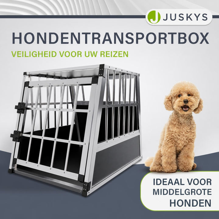Hondenbench voor in de auto – aluminium, maat M met ventilatie