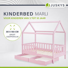 Kinderbed Marli 80x160 cm met bedlade – huisbed, wit