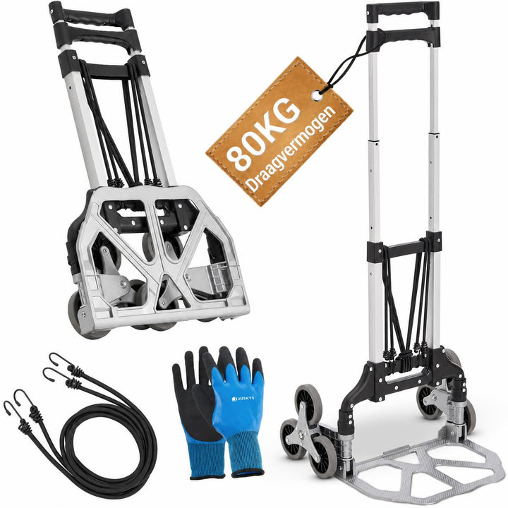 Opvouwbare trapsteekwagen – tot 80 kg, aluminium, 3+3 wielen