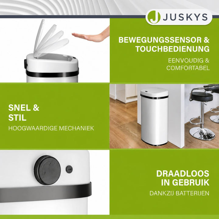 Sensor prullenbak 50 liter – rechthoekig, automatisch deksel