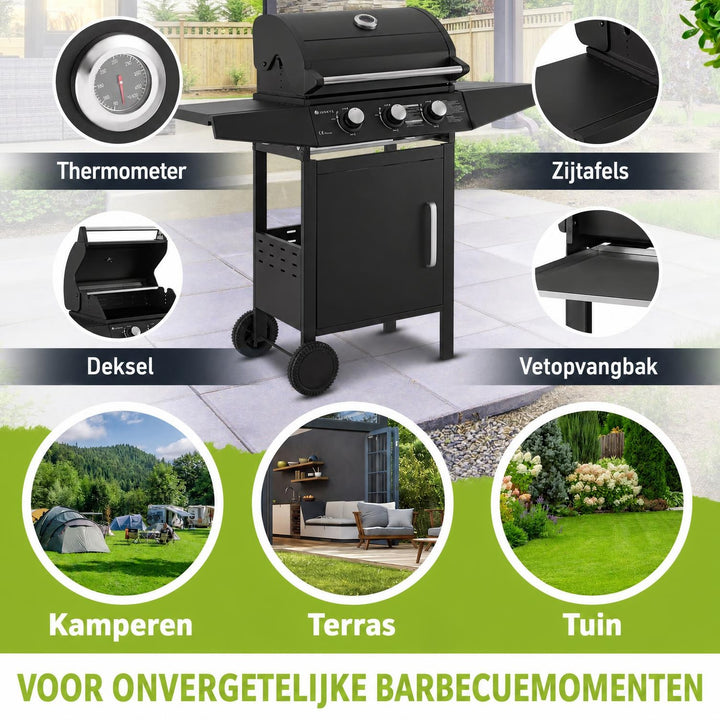 Gasbarbecue Louisiana – 3 branders, inclusief beschermhoes