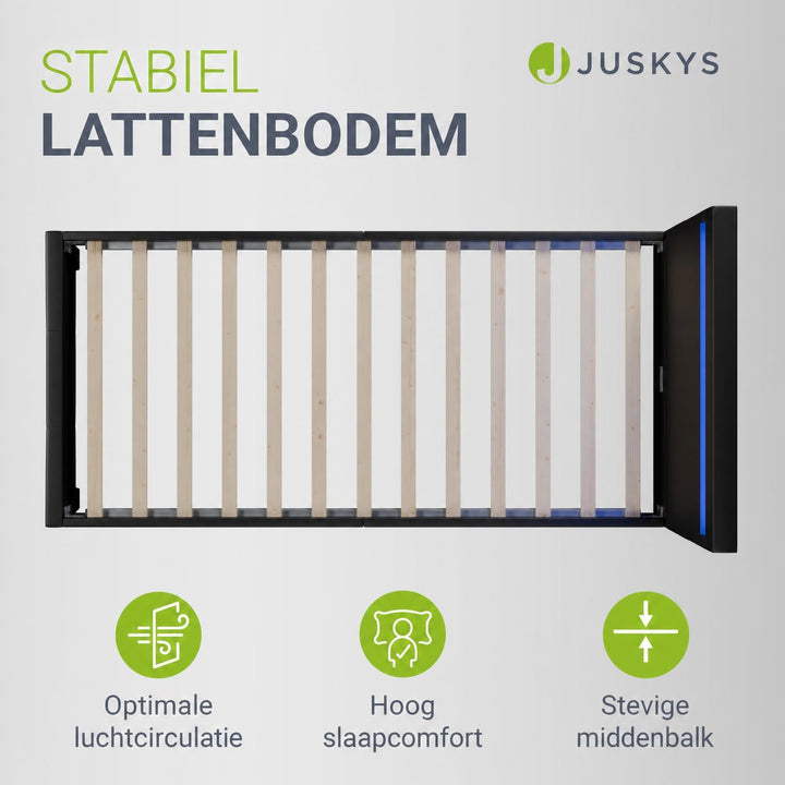 Gestoffeerd bed Paris 140x200 cm – wit, met LED en lattenbodem