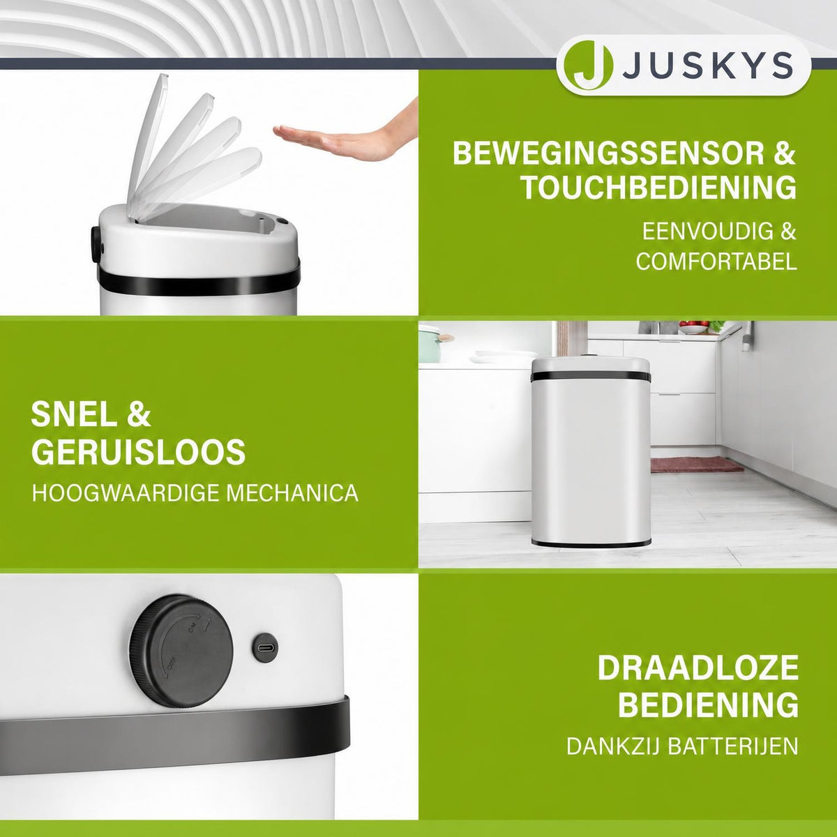 Sensor prullenbak 50 liter – rechthoekig, automatisch deksel